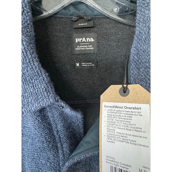 prAna IncrediWool Overshirt Medium – Stormy Night Heather – NWT - Picture 10 of 10